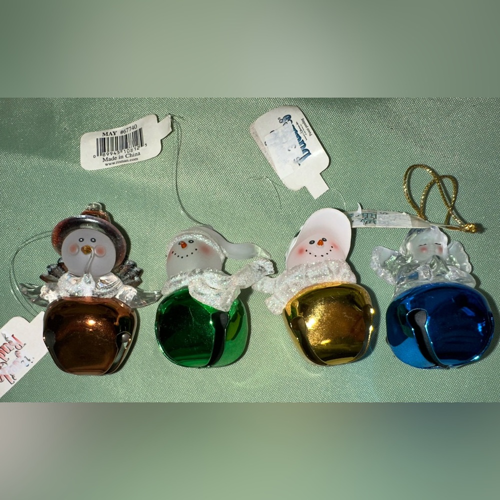 Lot/4 Jingle Buddies Angel Blue Green Gold Bronze 2.5” Ornaments‎